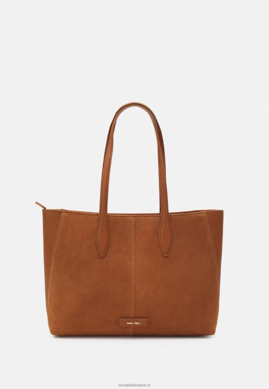 TX2DF2464 donne Anna Field borsa tote in pelle cognac