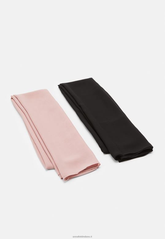 TX2DF2706 donne Anna Field Confezione da 2 foulard nero/rosa