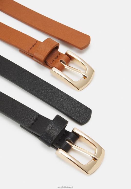 TX2DF2727 donne Anna Field Confezione da 2 cinture nero/cognac