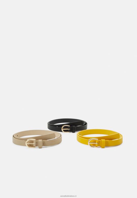 TX2DF2729 donne Anna Field Confezione da 3 cinture nero/giallo/taupe