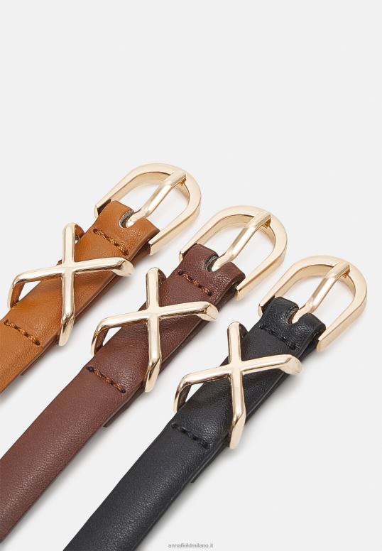 TX2DF2737 donne Anna Field Confezione da 3 cinture nero/marrone/cognac