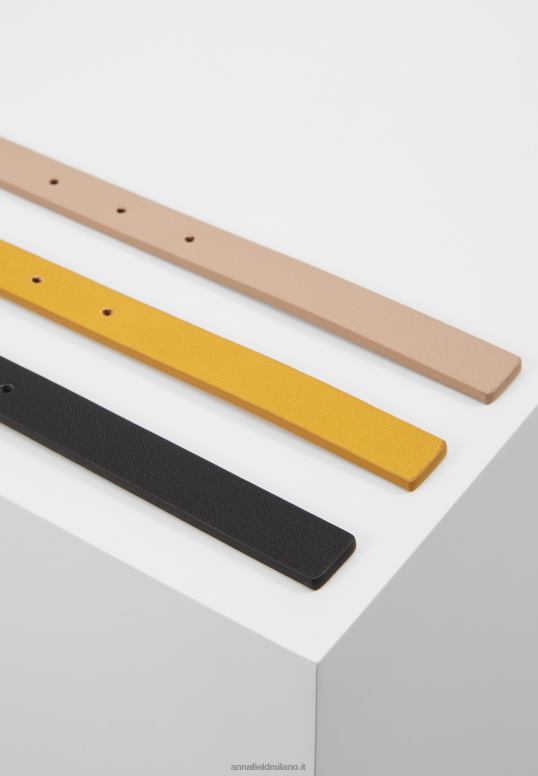 TX2DF2777 donne Anna Field Confezione da 3 cinture in vita nere/gialle/taup