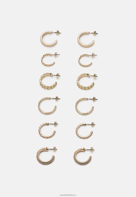 TX2DF2661 donne Anna Field Confezione da 6 orecchini color oro