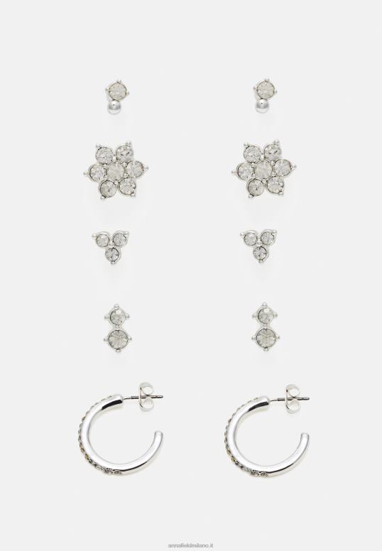 TX2DF2662 donne Anna Field Confezione da 5 orecchini color argento