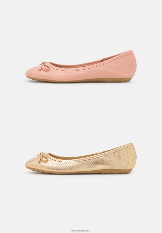 TX2DF2096 donne Anna Field Confezione da 2 ballerine oro/rosa