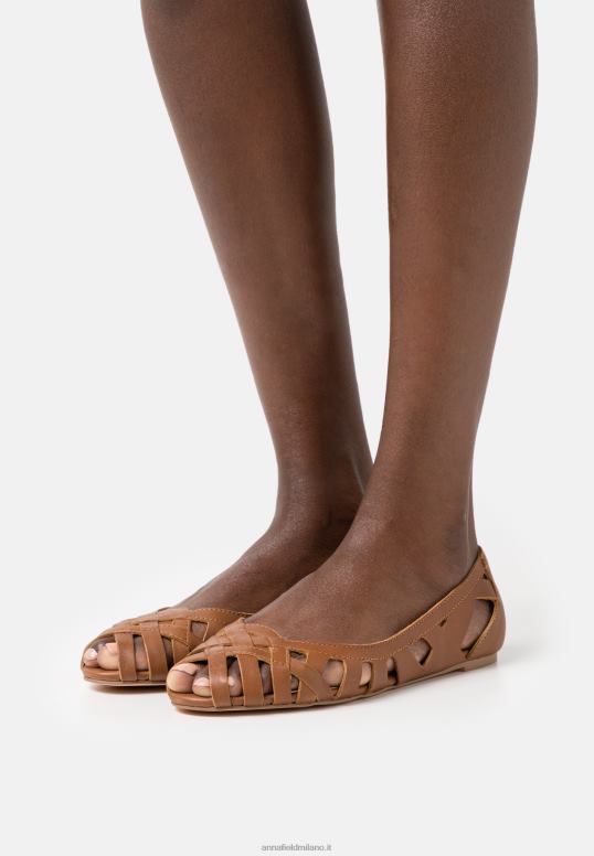 TX2DF2125 donne Anna Field ballerine spuntate in pelle cognac