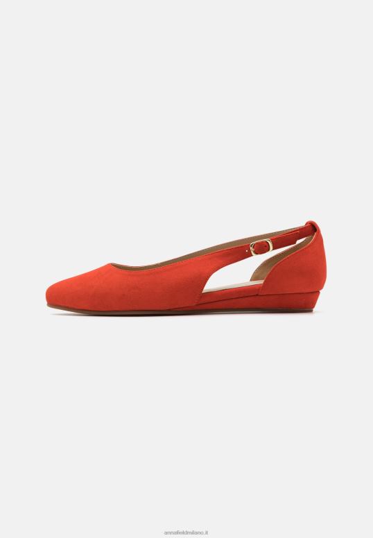 TX2DF2165 donne Anna Field ballerine in pelle con cinturino alla caviglia rosso