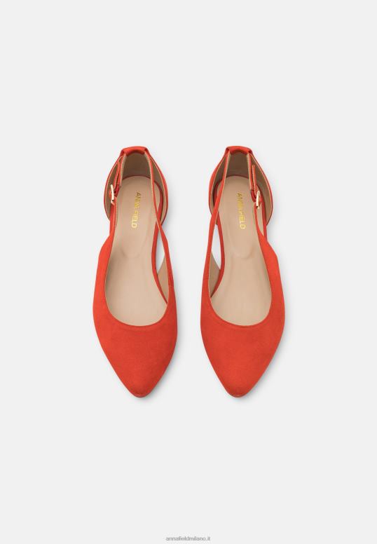 TX2DF2165 donne Anna Field ballerine in pelle con cinturino alla caviglia rosso