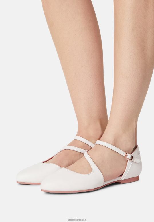 TX2DF2167 donne Anna Field ballerine in pelle con cinturino alla caviglia bianche