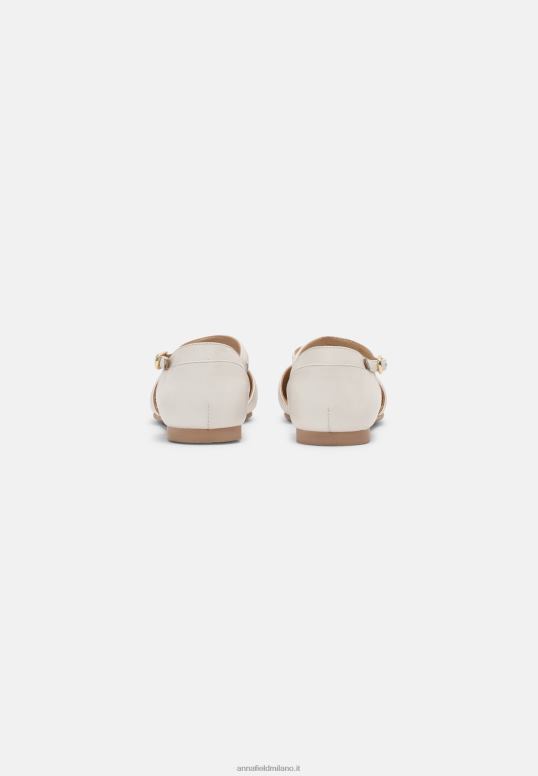 TX2DF2167 donne Anna Field ballerine in pelle con cinturino alla caviglia bianche