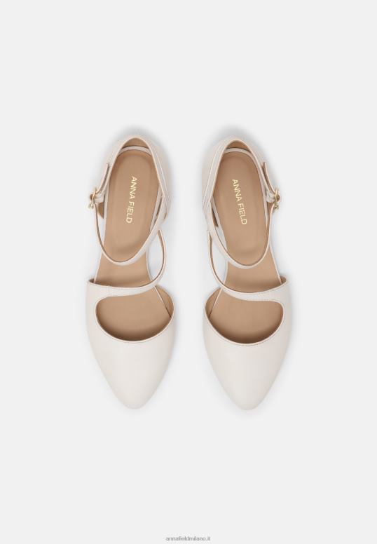 TX2DF2167 donne Anna Field ballerine in pelle con cinturino alla caviglia bianche