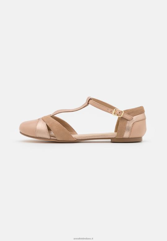 TX2DF2168 donne Anna Field ballerine in pelle con cinturino alla caviglia beige
