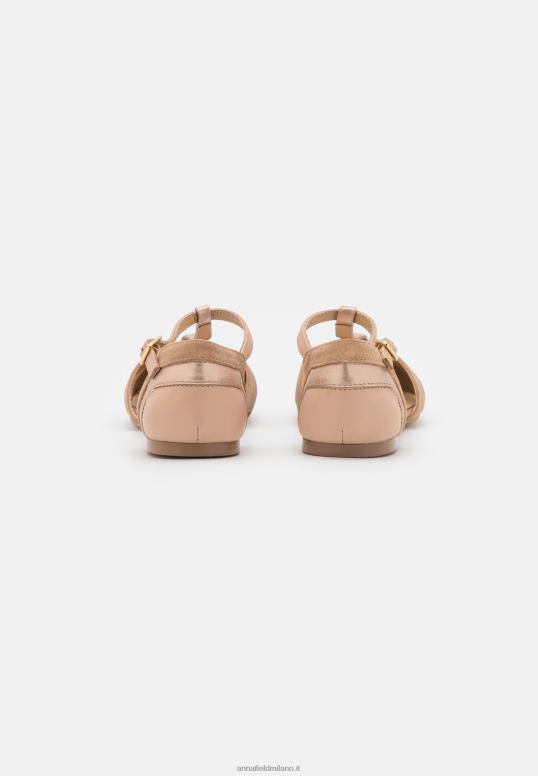 TX2DF2168 donne Anna Field ballerine in pelle con cinturino alla caviglia beige