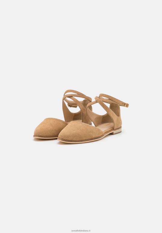 TX2DF2170 donne Anna Field ballerine in pelle con cinturino alla caviglia beige