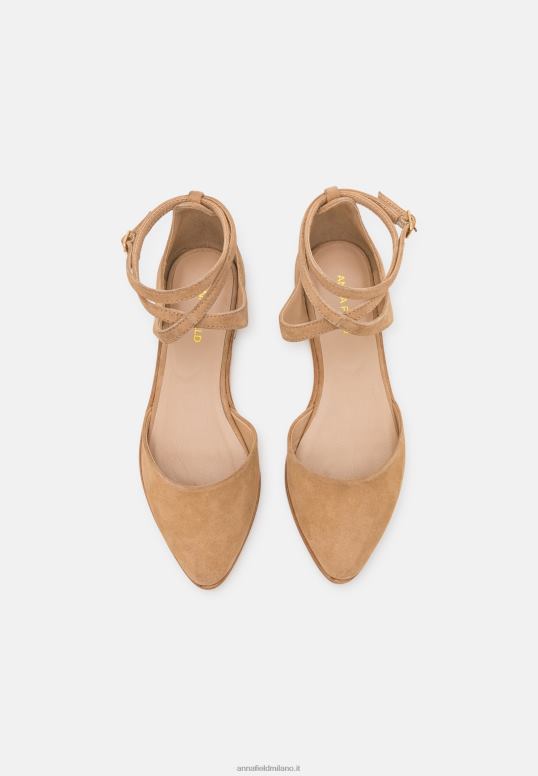 TX2DF2170 donne Anna Field ballerine in pelle con cinturino alla caviglia beige