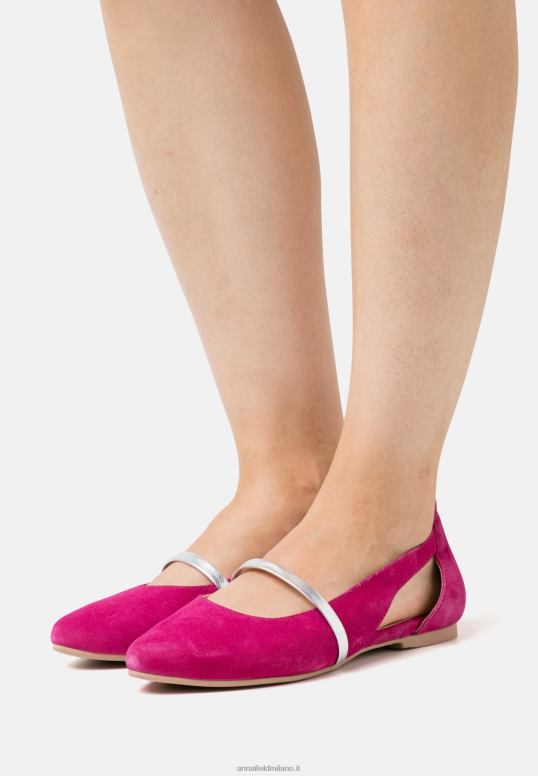TX2DF2179 donne Anna Field ballerine in pelle con cinturino alla caviglia rosa