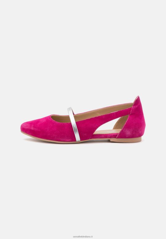 TX2DF2179 donne Anna Field ballerine in pelle con cinturino alla caviglia rosa