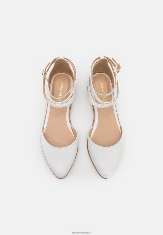TX2DF2180 donne Anna Field ballerine in pelle con cinturino alla caviglia bianche