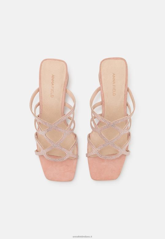 TX2DF1885 donne Anna Field mules con tacco in pelle rosa chiaro