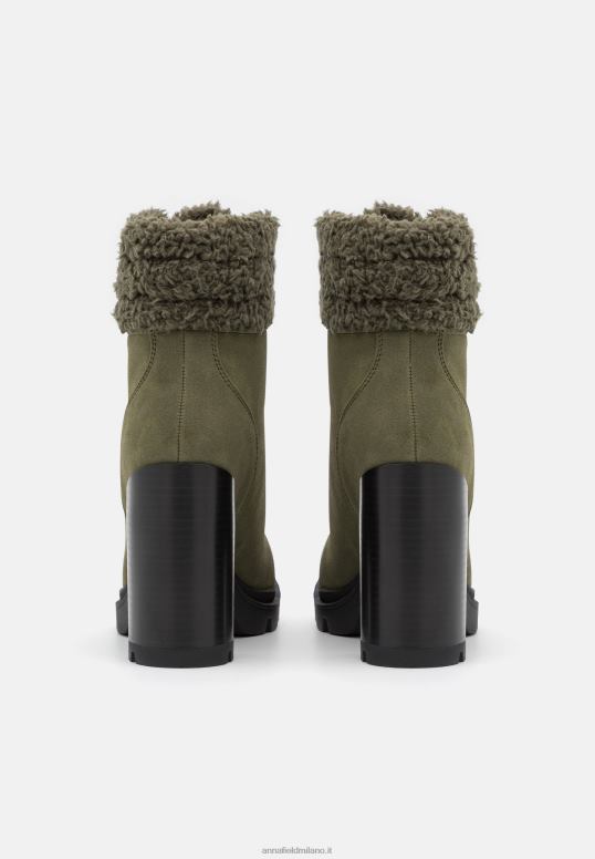 TX2DF2017 donne Anna Field stivaletti stringati in pelle color kaki