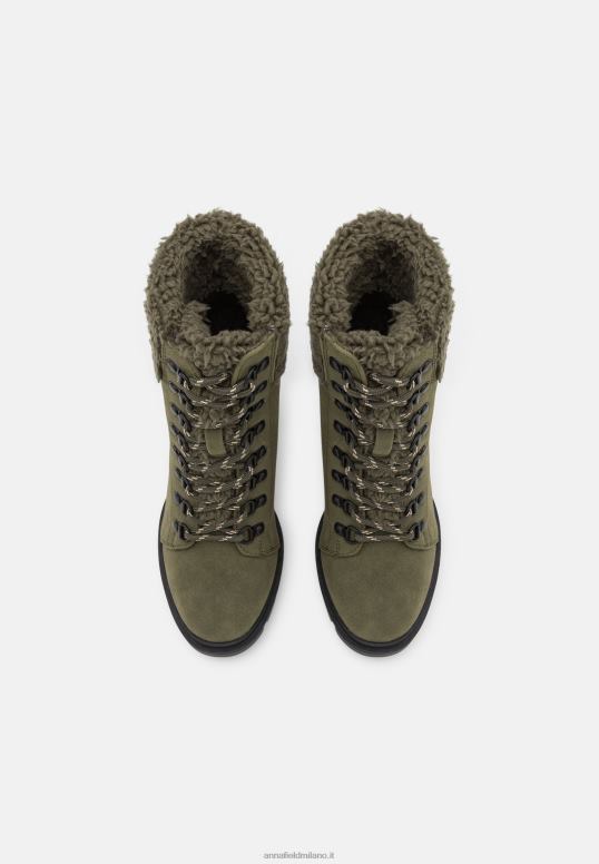 TX2DF2017 donne Anna Field stivaletti stringati in pelle color kaki