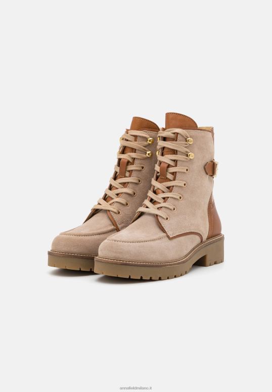 TX2DF2022 donne Anna Field stivaletti stringati in pelle tortora