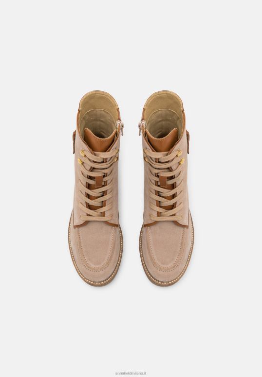 TX2DF2022 donne Anna Field stivaletti stringati in pelle tortora