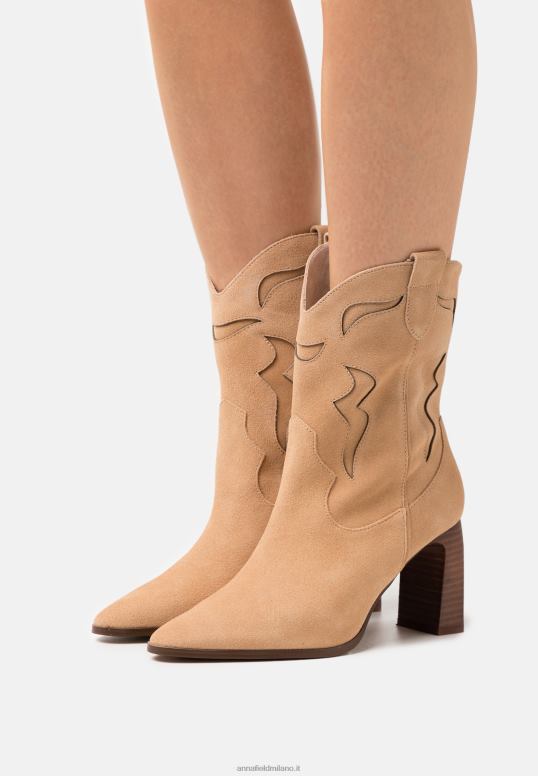 TX2DF2052 donne Anna Field stivaletto cowboy/biker in pelle beige