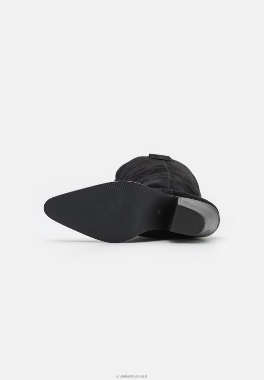 TX2DF2225 donne Anna Field stivali da cowboy/motociclista in pelle neri