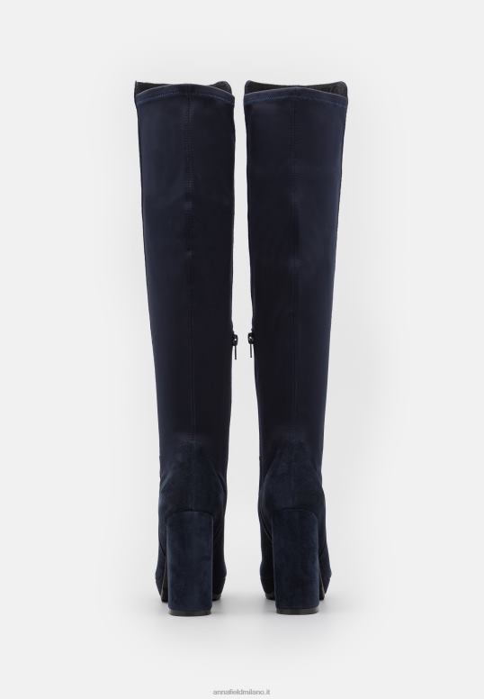 TX2DF2243 donne Anna Field stivali sopra il ginocchio in pelle blu scuro