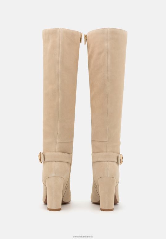 TX2DF2258 donne Anna Field stivali in pelle con tacco alto beige