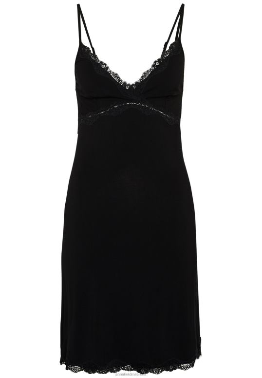 TX2DF1038 donne Anna Field camicia da notte heidi in viscosa a maniche corte nera