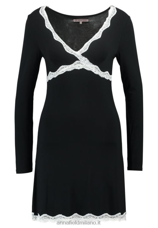 TX2DF1039 donne Anna Field camicia da notte in viscosa a maniche lunghe heidi nera
