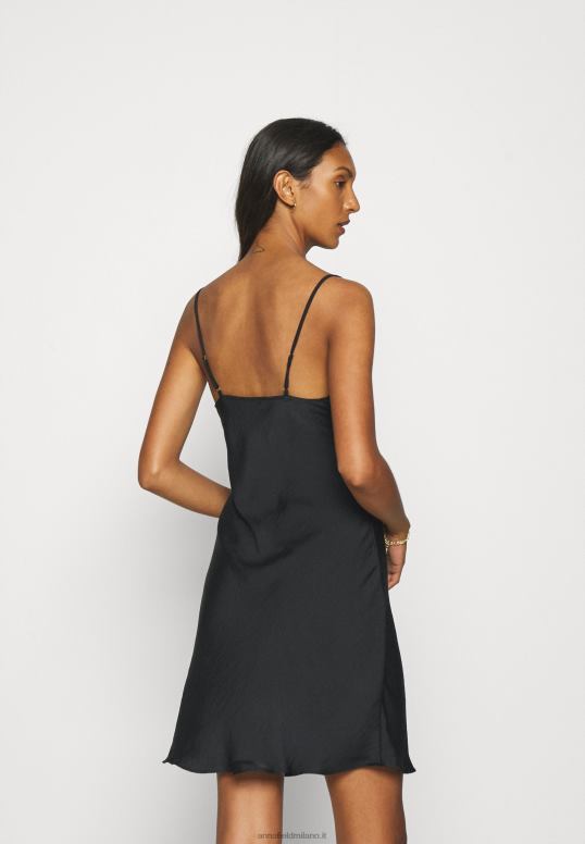 TX2DF1050 donne Anna Field camicia da notte in raso martellato camicia da notte nera