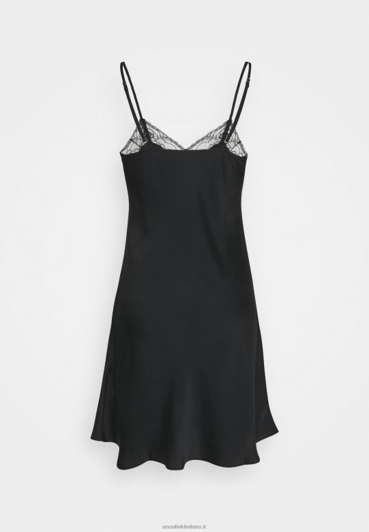 TX2DF1050 donne Anna Field camicia da notte in raso martellato camicia da notte nera