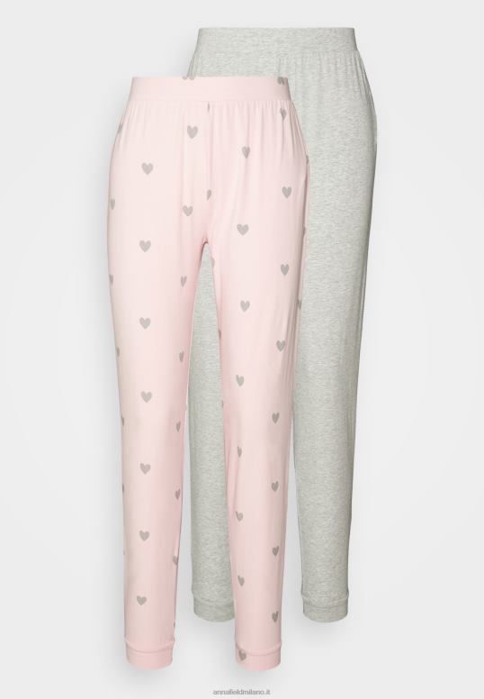 TX2DF1076 donne Anna Field Confezione da 2 pantaloni del pigiama rosa/grigio