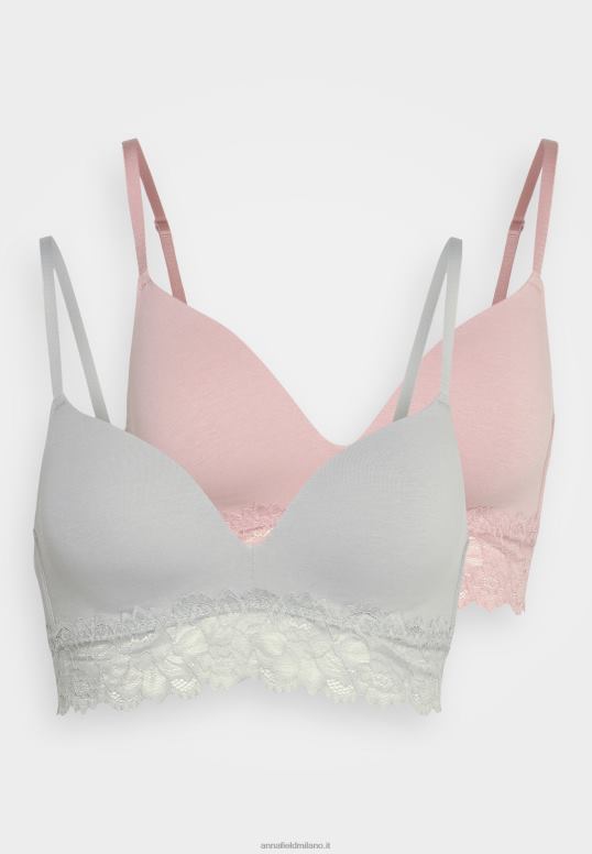 TX2DF924 donne Anna Field Confezione da 2 reggiseni a triangolo grigio/rosa