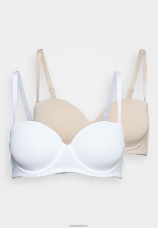 TX2DF925 donne Anna Field Confezione da 2 reggiseni multiway senza spalline bianco/carne