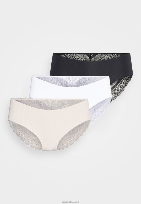 TX2DF992 donne Anna Field slip corto frolice 3pp nero/carne/bianco