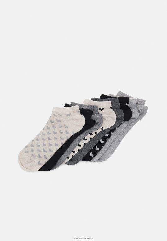 TX2DF1138 donne Anna Field Confezione da 8 calzini neri/grigi