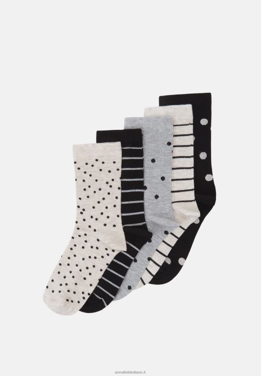TX2DF1142 donne Anna Field Confezione da 5 calzini grigio/nero