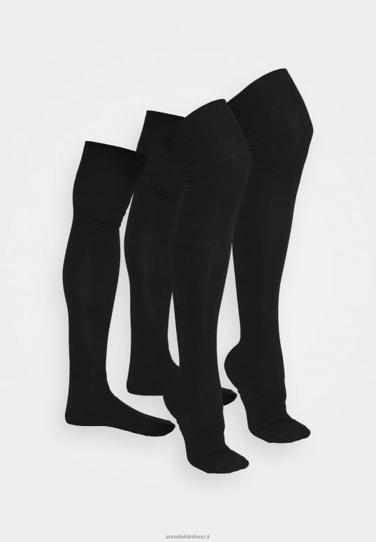 TX2DF1159 donne Anna Field Confezione da 2 calzini sopra il ginocchio neri
