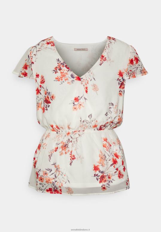 TX2DF691 donne Anna Field camicetta con cintura in chiffon bianca/rossa