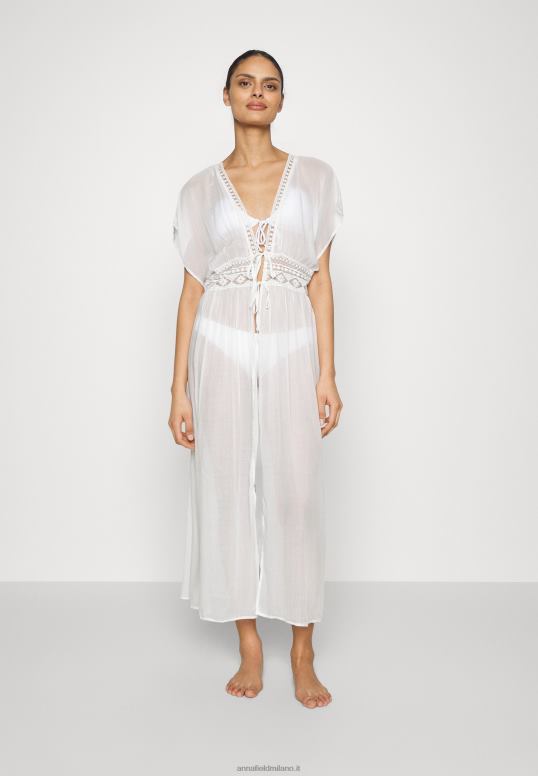TX2DF741 donne Anna Field copricostume ricamato 802 nero accessorio mare 001 bianco
