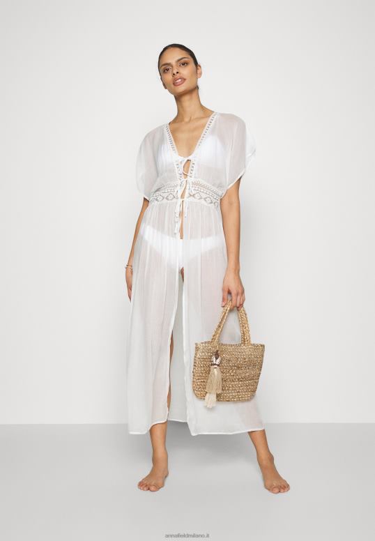 TX2DF741 donne Anna Field copricostume ricamato 802 nero accessorio mare 001 bianco