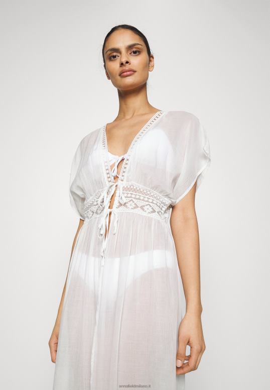 TX2DF741 donne Anna Field copricostume ricamato 802 nero accessorio mare 001 bianco