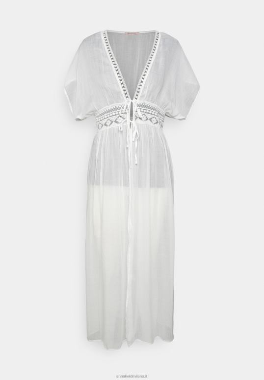 TX2DF741 donne Anna Field copricostume ricamato 802 nero accessorio mare 001 bianco