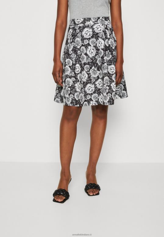 TX2DF777 donne Anna Field gonna plissettata nera/bianca