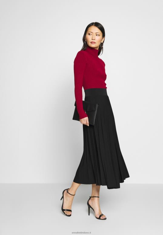 TX2DF782 donne Anna Field gonna midi a trapezio plissettata gonna a trapezio nera