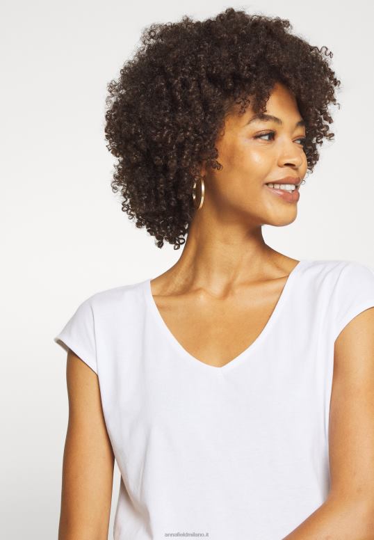 TX2DF261 donne Anna Field t-shirt basic con scollo a V e spalle basse, confezione da 2, nera/bianca